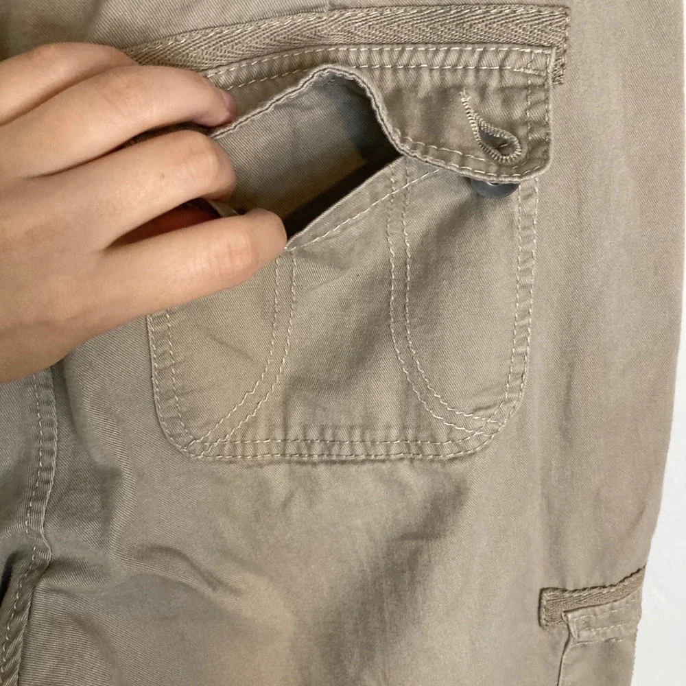 Y2K 2008 Lee One True Fit Khaki Utility Cargo Pants 14 Tan Cotton Straight Leg